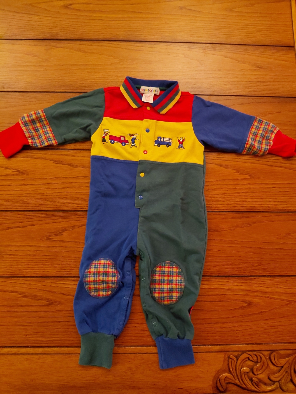 Gymboree Colorblock Multicolor Cotton Coverall One-Piece 12-18M Snap Footless